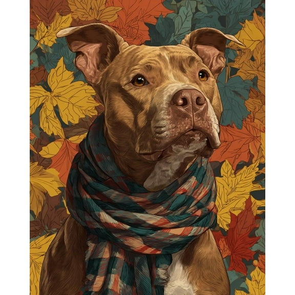 Paint by Numbers for Adults Kids Beginner Pit Bull in the Warm Autumn Sun DIY Acrylic Painting by Numbers Kits with Brushes Acrylic Pigment Home Decoration Gifts 16 x 20 inch