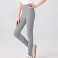 thumbnail image 4 of IFNWSV Girls Yoga Pants Solid High Waisted Stretchy Slim Fit Ankle Length Tights for Active Everyday Wear Gray 5-6 Years, 4 of 5