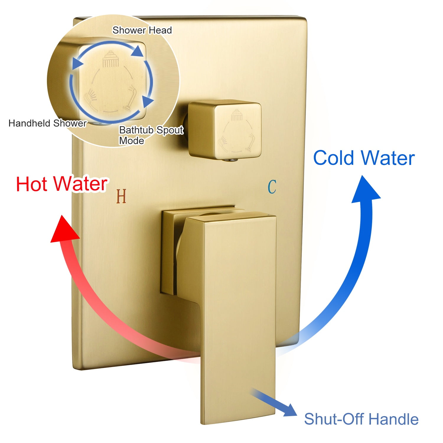 Rainlex One-Handle 1-Spray Setting Brushed Gold Bathtub Shower Faucet