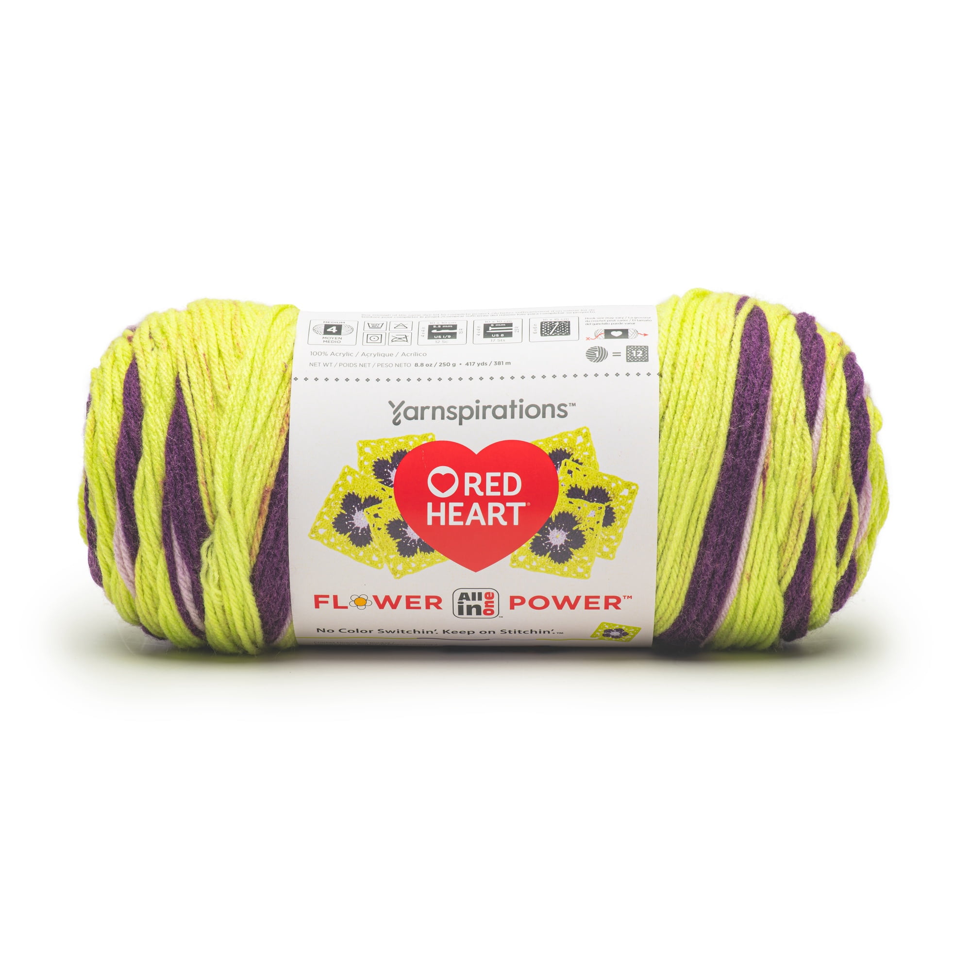 Red Heart® AIO Flower Power™ #4 Medium Acrylic Yarn, Dapper Daphne 8.8oz/250g 417Yd 3pk