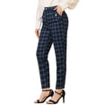 thumbnail image 1 of INSPIRE CHIC Pantalones A Cuadros De Tartán Vintage Para Mujer Pantalones Largos Rectos De Cintura Elástica Azul oscuro XS, 1 of 6