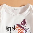 thumbnail image 6 of NOLDARES My First Halloween Baby Girl Outfit Pumpkin Embroidery Lapel Collar Long Sleeve Romper Baby Girl Halloween 3Pcs Outfit(White,12-18 Months), 6 of 9