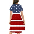 thumbnail image 4 of LOOK! Auroural Girls' Middle And Big Kids' Fashion Independence Day Printed Splicing Short Sleeved Skirt With Wrinkle Dress（4-14Years）, 4 of 8