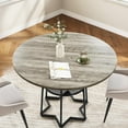 thumbnail image 6 of Senfot 38.6" Round Hexagon Metal Base Dining Table with Storage Net, 1.2" Thick Scratch-Resistant Wood Top, Small Space Kitchen Table, Grey, 6 of 8