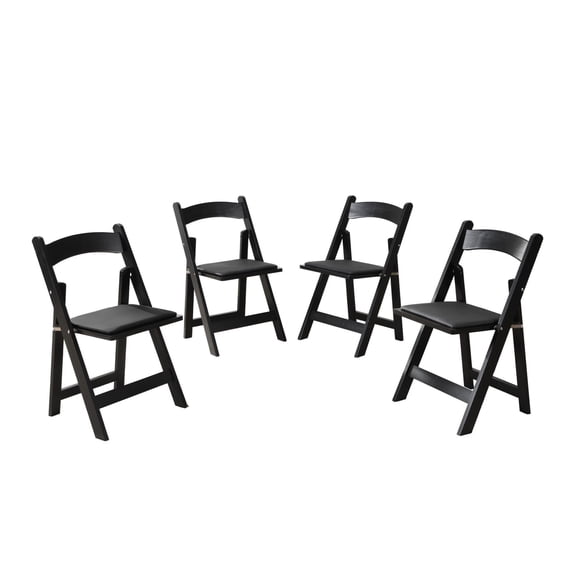 Folding Chairs Set of 4, Upholstered Wood Folding Chair for Dining Room - Space Saving, Easy Carry, No Assembly Needed, Comfy Guest Chairs