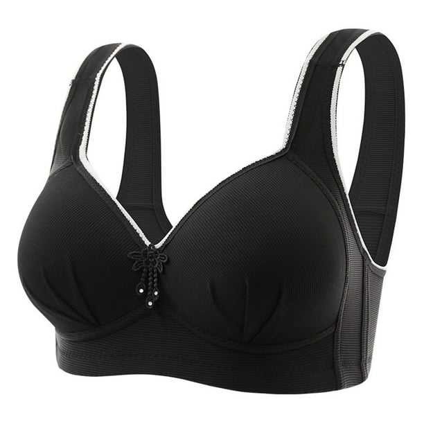 Gibobby Sujetador comodo para mujer de edad y ancianas grande sin anillo de comodo transpirable con espalda Brasier sin varillas para mujer Negro 36 Bodega Aurrera en linea