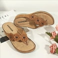 thumbnail image 2 of Lyinloo Stretch Orthotic Slide Sandals Cross Sandals Woven Beach Wedge Slippers Shoes Brown 43, 2 of 6