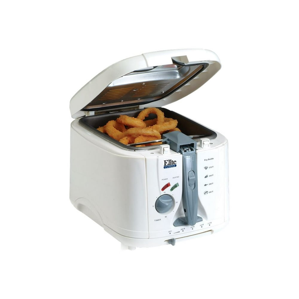 Elite Cuisine EDF888XT 2Quart Cool Touch Deep Fryer with Timer, White