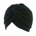 thumbnail image 2 of Women‘s Pleated Ruffle Chemo Knit Tied Turban Cap Muslim Head Scarf Hat Headwrap, 2 of 2