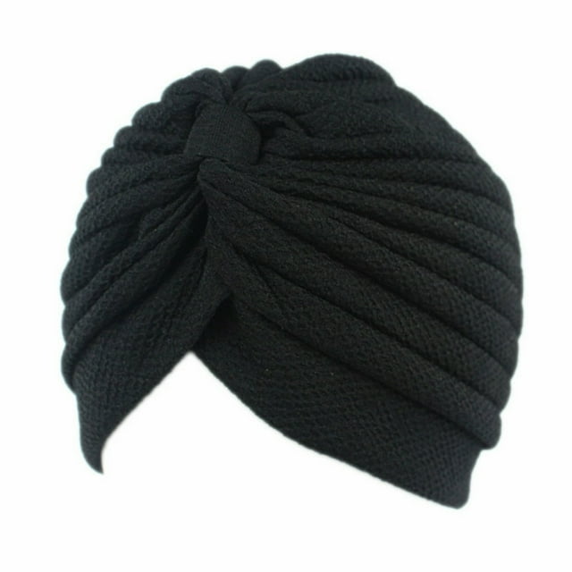 Women‘s Pleated Ruffle Chemo Knit Tied Turban Cap Muslim Head Scarf Hat Headwrap