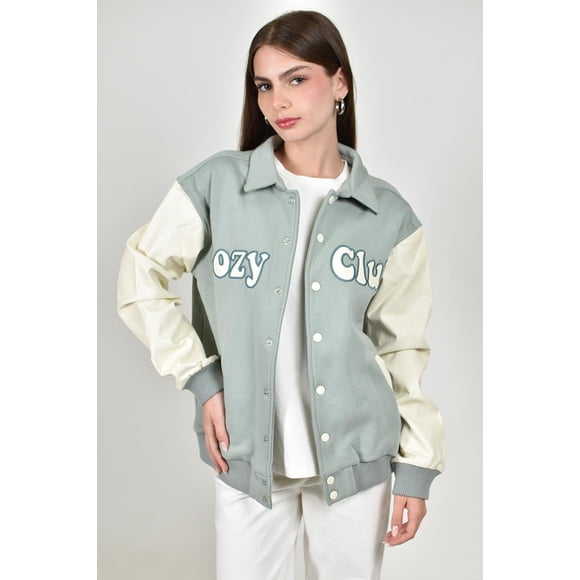 Chamarra universitaria Cozy Club Roman Fashion /Juvenil, 1209 (Menta) verde claro G