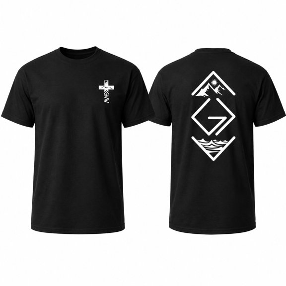 God Is Greater Than The Highs And Lows 2-Sided Faith T-Shirt, Christian Cross Mountain Wave Graphic Unisex Cotton Tee