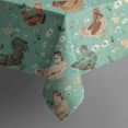 thumbnail image 5 of Teal Chicken Floral Pattern Square Tablecloth,Waterproof Square Table Cover,Wipeable Spillproof Washable Table Cover for Home Kitchen Party Decor 52"x52"(132x132cm), 5 of 6