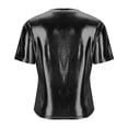 thumbnail image 6 of UQJfacai Womens Summer Shiny Tops Short Sleeve Holographic Metallic Shirt Shimmer Glitter Sparkle Party Disco Tee Shirt Blouse S-2XL, 6 of 6