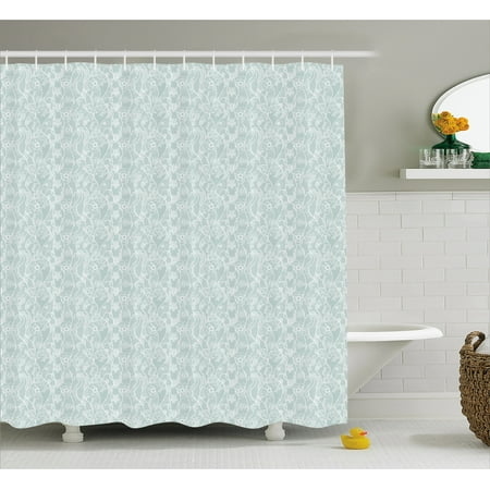 Vintage Shower Curtain Lace Pattern Backdrop With Fl Composition Victorian Inspirations Wedding Fabric Bathroom Set Hooks Seafoam White