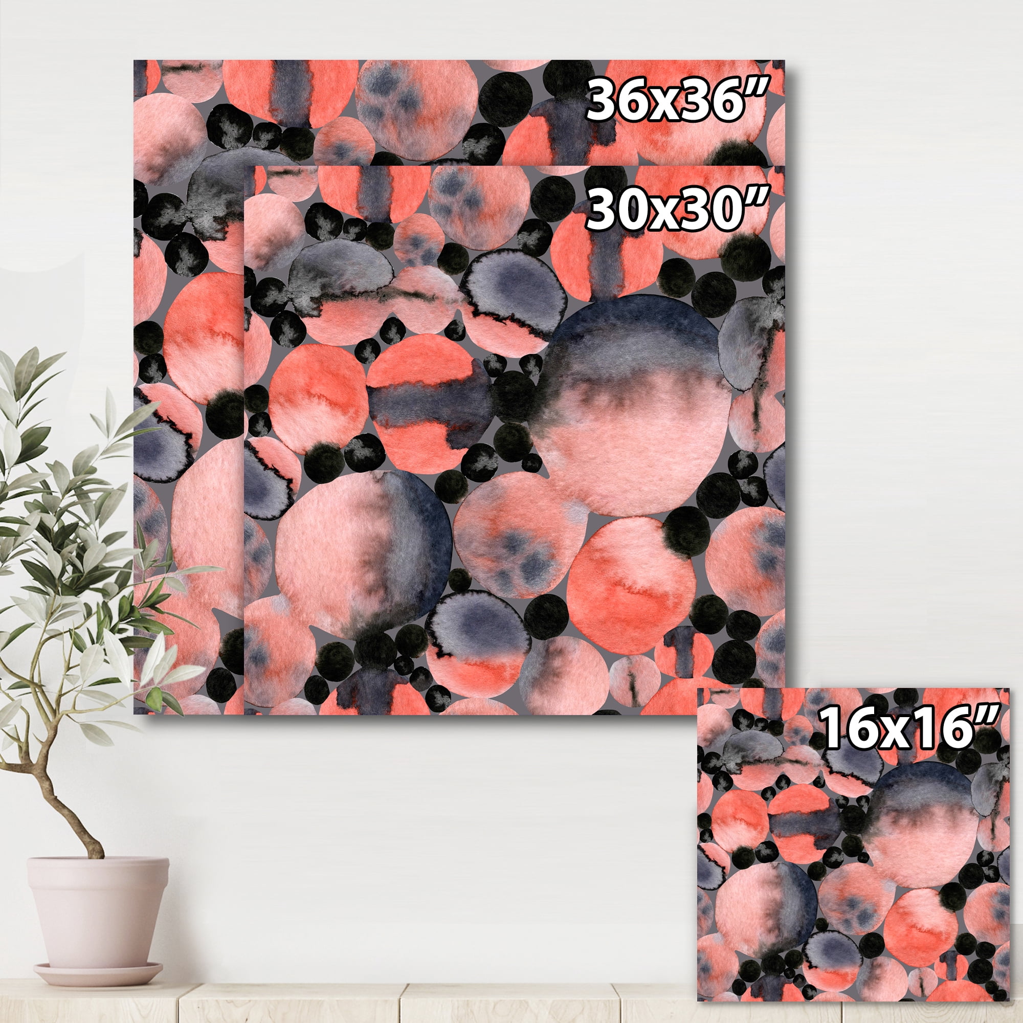 Designart ' Polka Dots Abstract Geometric Art ' Modern Canvas Wall Art Print