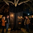 thumbnail image 4 of 10ft Tall Halloween Black Gauze Hanging Ghost Prop, Sound Activated Light Up Skull Ghost, Spooky Large Decor for Outdoor Indoor House Horror Party, 4 of 8
