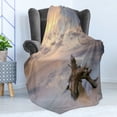 thumbnail image 4 of Driftwood Soft Flannel Fleece Throw Blanket, Sunrise on the Water and Driftwood on the Sandy Beach Digital Image Print, Cozy Plush for Indoor and Outdoor Use, 60" x 80", Tan and Yellow, by Ambesonne, 4 of 5