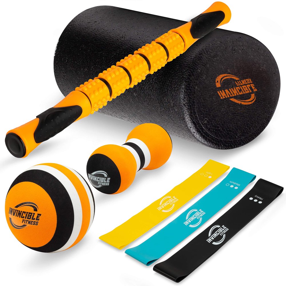 Invincible Fitness Foam Roller Set, Includes Muscle Roller Stick