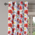 thumbnail image 2 of Ambesonne Colorful Grommet Curtain, Poppy and Daisy Flower, 50" x 96", Lavender Scarlet, 2 of 6