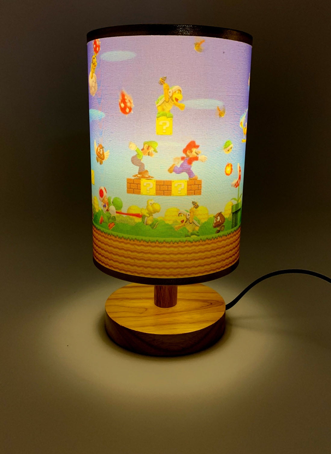 Mario Table Lamp Night Light Wood Base Room Decoration or Great Gift Ideas