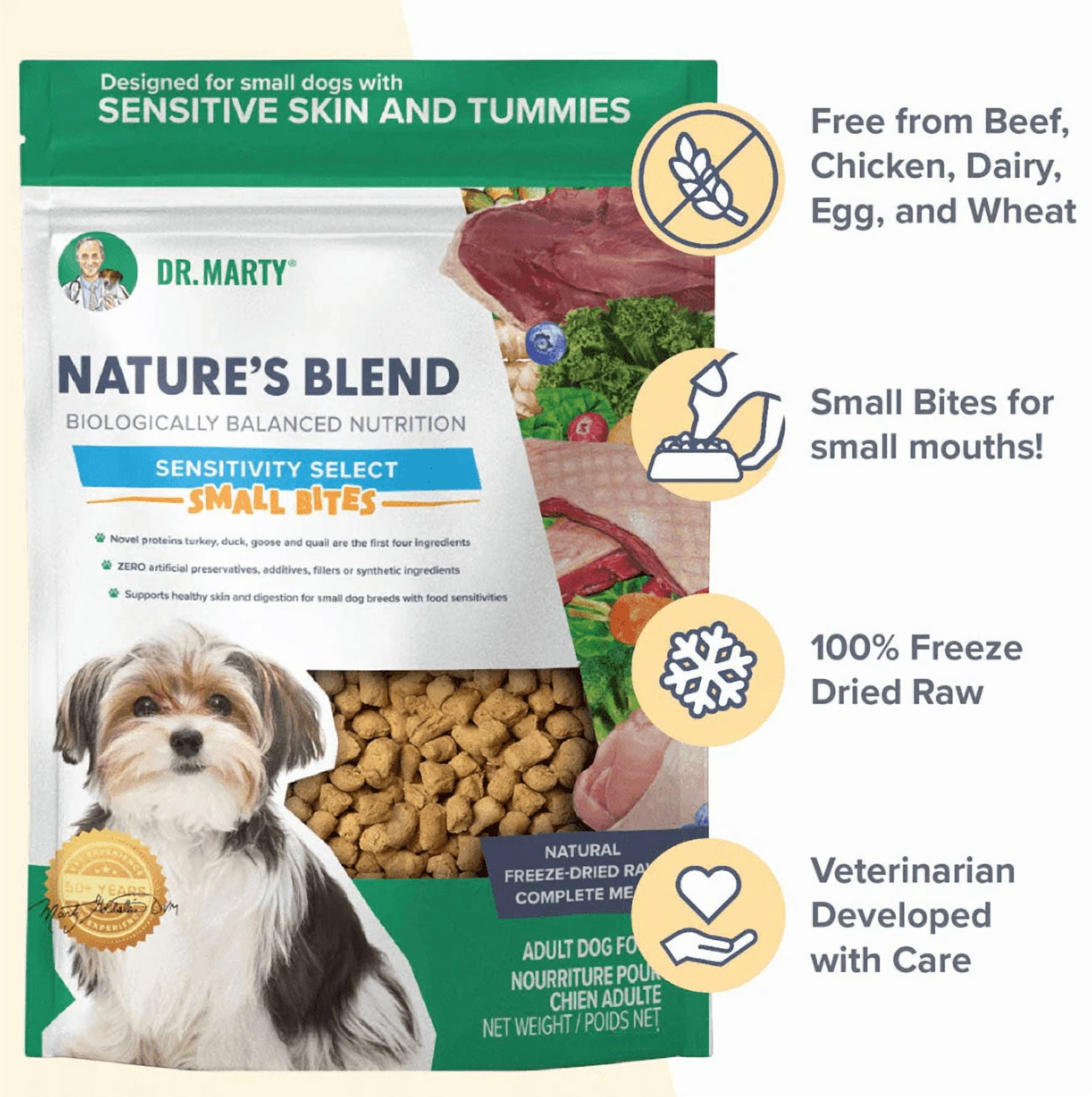 Dr. Marty Nature's Blend Sensitivity Select Small Bites Freeze-Dried Raw Dog Food, 6-oz