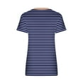thumbnail image 4 of yillto Women's V Neck Tops Striped Short Sleeve Loose Shirts Casual Summer Tees Clothes for Womens, 4 of 6
