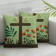 thumbnail image 2 of COMIO He is Risen Easter Throw Pillow Cover, Decorative Holiday Cushion Case Olive Branch Cross Sign, Farmhouse Spring Home Decorations Square Pillowcase Decor for Sofa Couch  2pc, 2 of 6