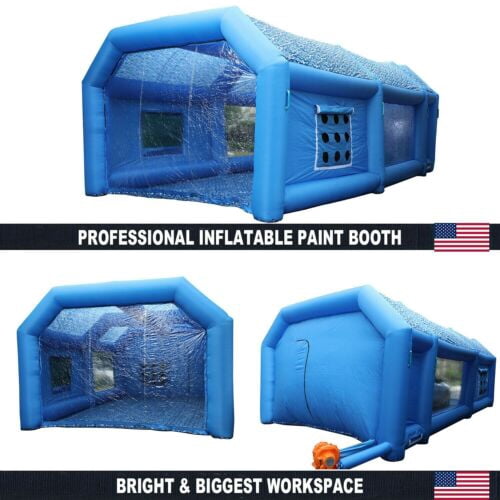 WGIA Paint Booth Inflatable Tent, 28x15x10FT (2 Blowers), Car Paint Portable Cabin