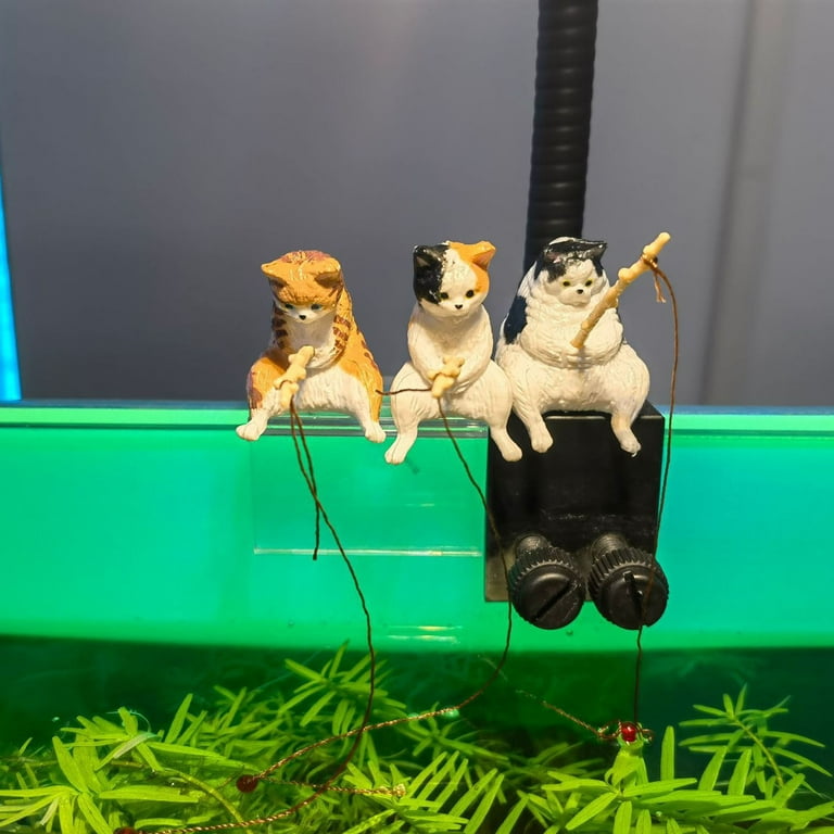 Cats Fishing Figurine Cat Sculpture Sitting Fishing Resin Funny Cat Toy  Statue Car Dashboard Ornament Decorations For Home - AliExpress