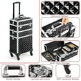 thumbnail image 4 of 3 in 1 Rolling Makeup Case Professional Cosmetic Train Case Beauty Storage Trolley for Make Up Hairstylists Nail Tech Bloggers, Black, 4 of 10