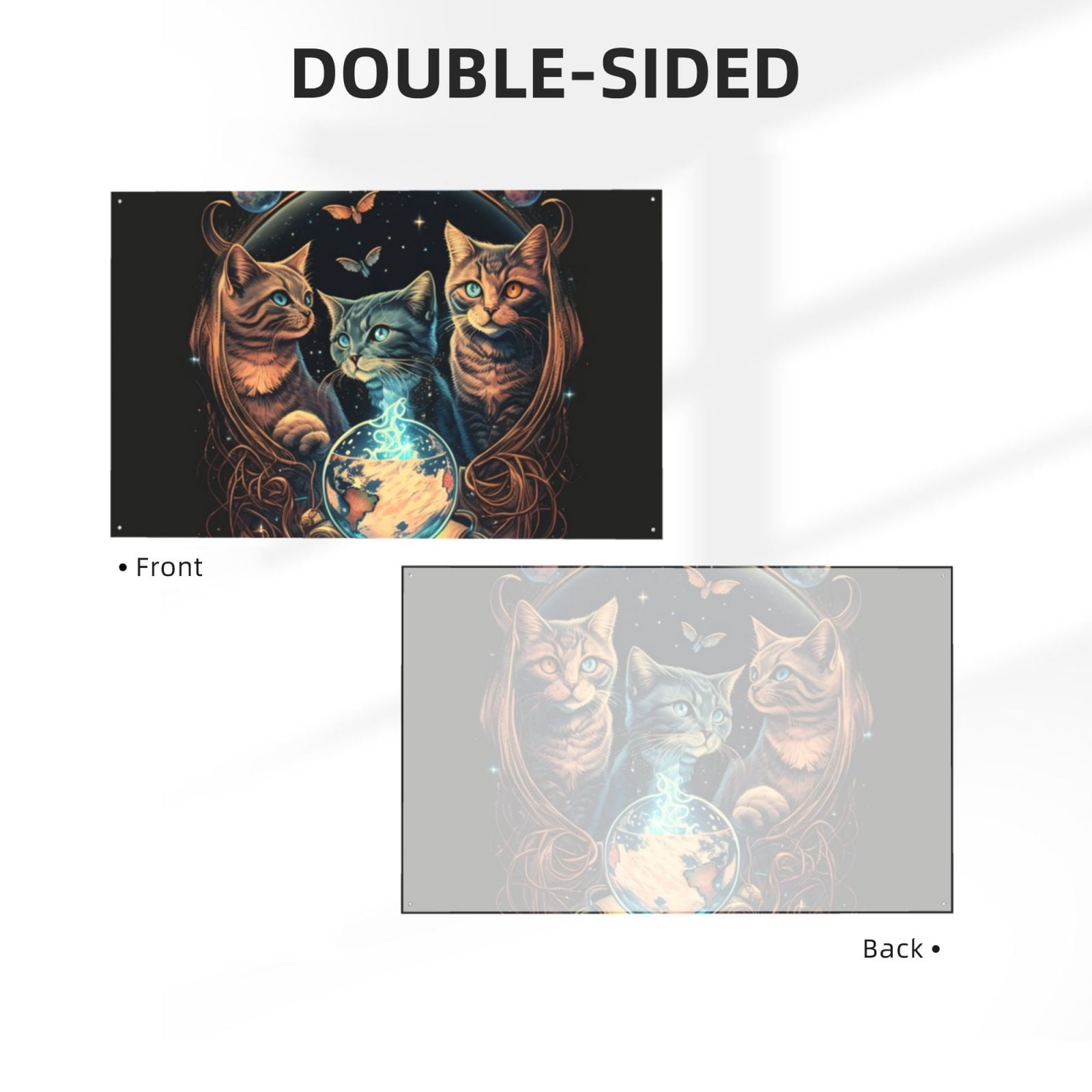 Retro Magic Cats Cool Cat Four Hole Decorated Banner Flag for Garden Yard Home Decoration Indoor Outdoor 4x6 Ft