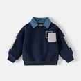 thumbnail image 2 of Qopobobo Boys Hoodies Baby Sweater Baby Boys Girls Sweatshirt Crewneck Solid Cotton Pullover Newborn Infant Warm Basic Sweatshirt Fall Winter Top Navy,4-5 Years, 2 of 9
