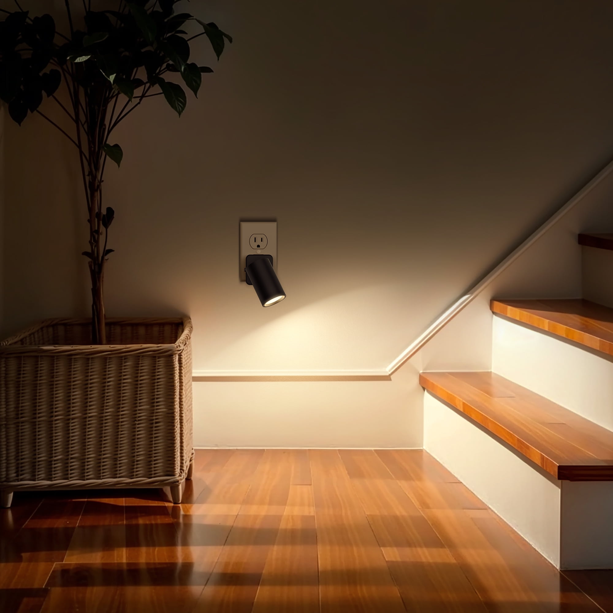 Set of 2 Adjustable Dimmable LED Night Lights with Warm White Glow