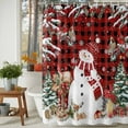 thumbnail image 3 of Christmas Snowman Shower Curtains for Bathroom, Red Snowman Berries Bird Pine Tree Red Plaid Waterproof Fabric Shower Curtain for Bathroom Bathtub Decoration, Machine Washable, 36"x72", 3 of 9