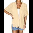 thumbnail image 2 of Cárdigan de Corta para Mujer, Cárdigan de Verano, Informal, Holgado, para Playa, con Dobladillo Curvo. Albaricoque XL, 2 of 7