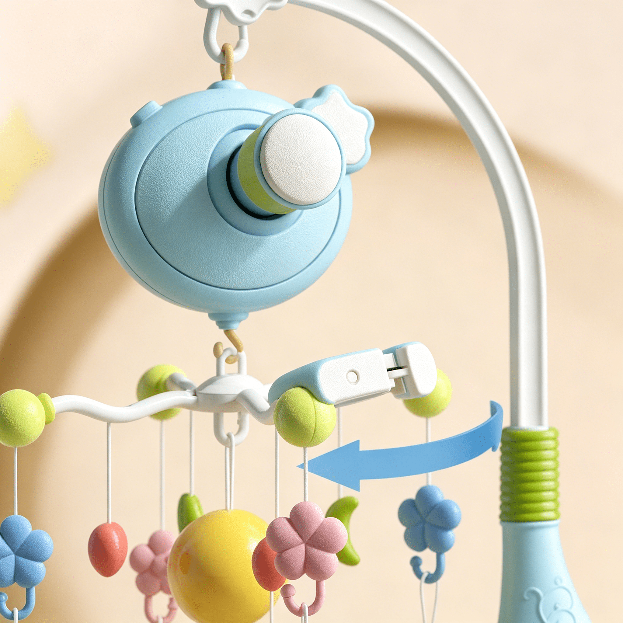 BESTSKY 2026 New Crib Mobile with Music&Lights,Baby Mobiles for Cribs,Nursery Musical Mobile for Bassinets Toys Hanging Girls Boys,Pack&Play Space Portable Animal Mobile Hanger Arm Clip on Attachment