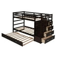 thumbnail image 6 of Twin Over Twin Bunk Bed with Trundle and Staircase, Solid Wood Bunk Bed Frame with 4 Storage Drawers and Guardrails, No Box Spring Needed, 6 of 7