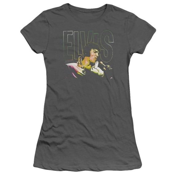 Elvis Presley Multicolored Junior Women's Sheer T-Shirt Charcoal