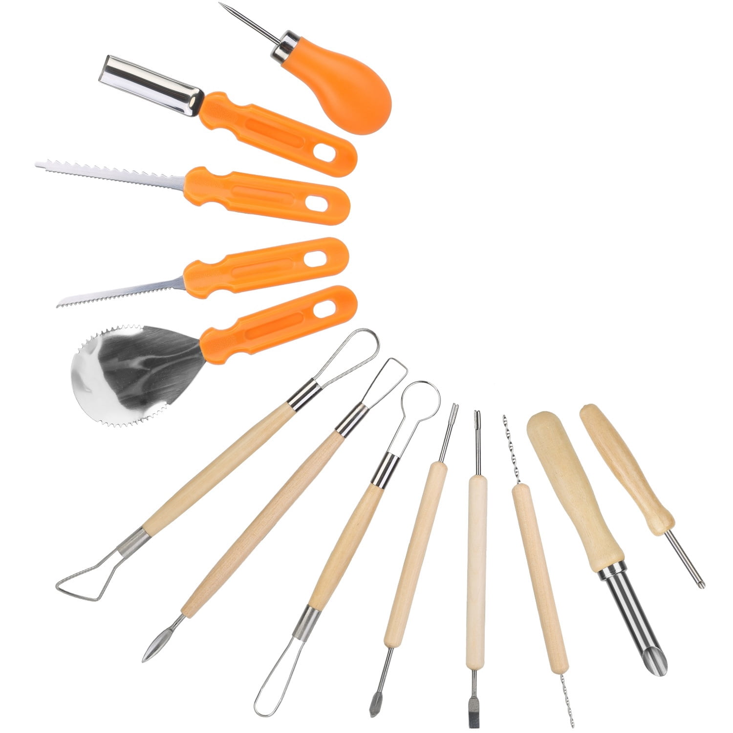 13Pcs Pumpkin Carving Kit Stainless Steel Tools with Scooper Saw Drill Etching for Halloween Jack-O-Lantern Craft Vegetable Carving