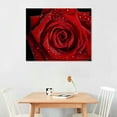 thumbnail image 2 of Wuche  Flower Canvas Wall Art Dew on the Red Rose Pictures for Girls Room Home Decoration Modern Giclee Landscape Painting, 2 of 4