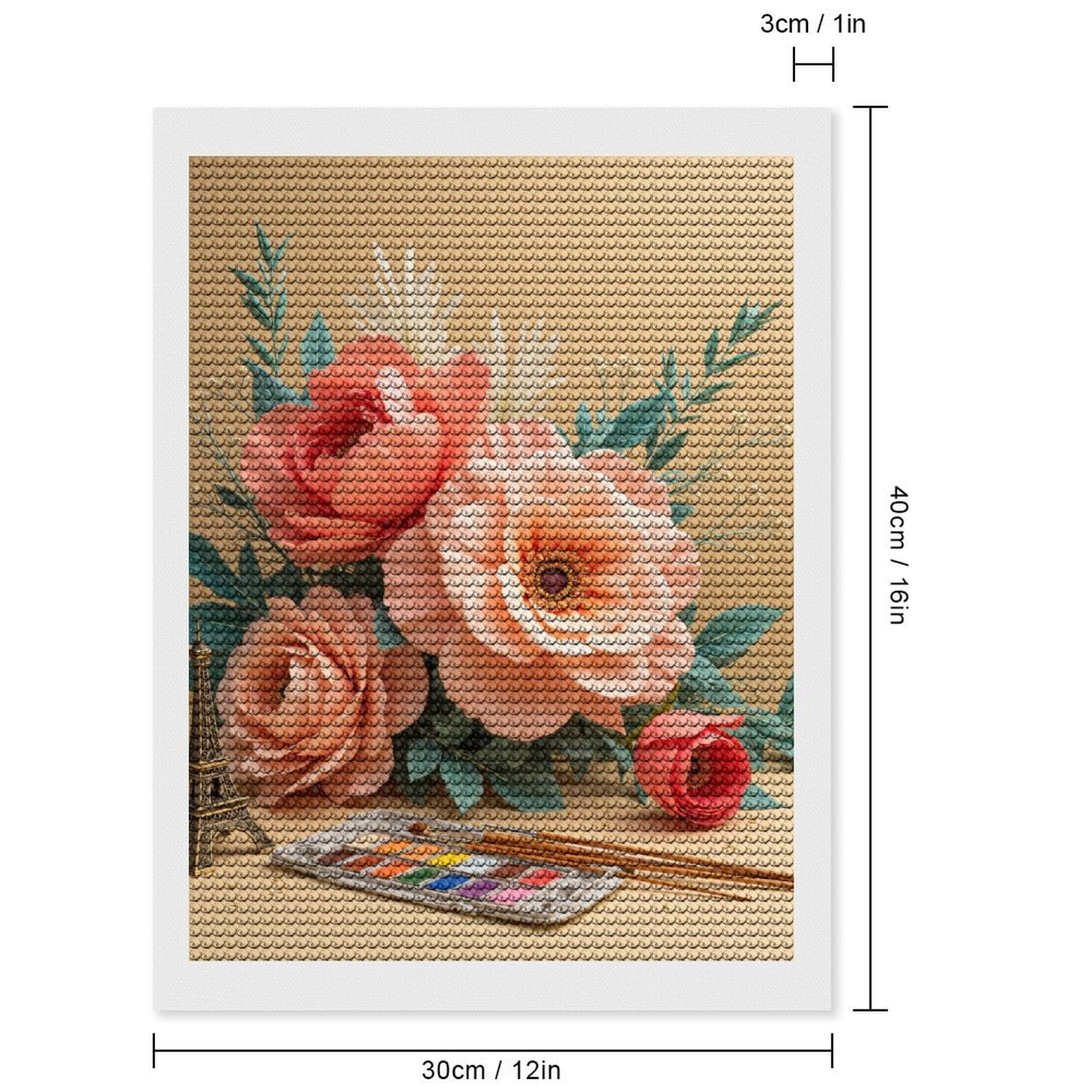 Diamond Art Kits for Adults, Floral Art Peach Blooms Watercolors Eiffel 5D Diamond Painting Kits for Adults Beginners, DIY Full Drill Diamond Painting, Gem Art and Crafts 12x16