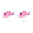 thumbnail image 2 of Qarigey Sombrero de vaquero con estilo de tela para hombres y mujeres, protección solar con ala ancha, sombrero de vaquero de discoteca, Rosa 2Conjunto, 2 of 6