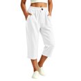 thumbnail image 2 of Noric Women's Cotton Capri Pants with Pockets Loose Fit Casual Elastic Waist Summer Beach Vacation Pants, 2 of 7