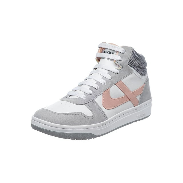 Tenis Tipo Bota Panam Mujer Moda Casual Urbano Tipo Piel Blanco Detalle Rosa 126D1Q blanco 24. Panam 126D1Q