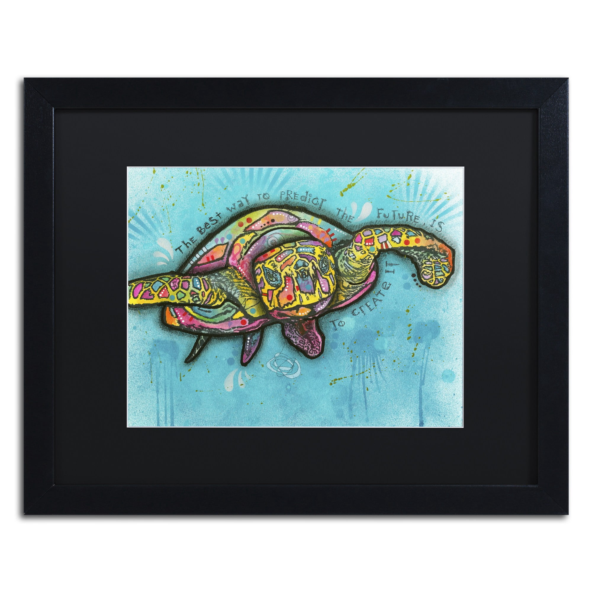 Trademark Fine Art "Turtle" Canvas Art by Dean Russo, Black Matte, Black Frame