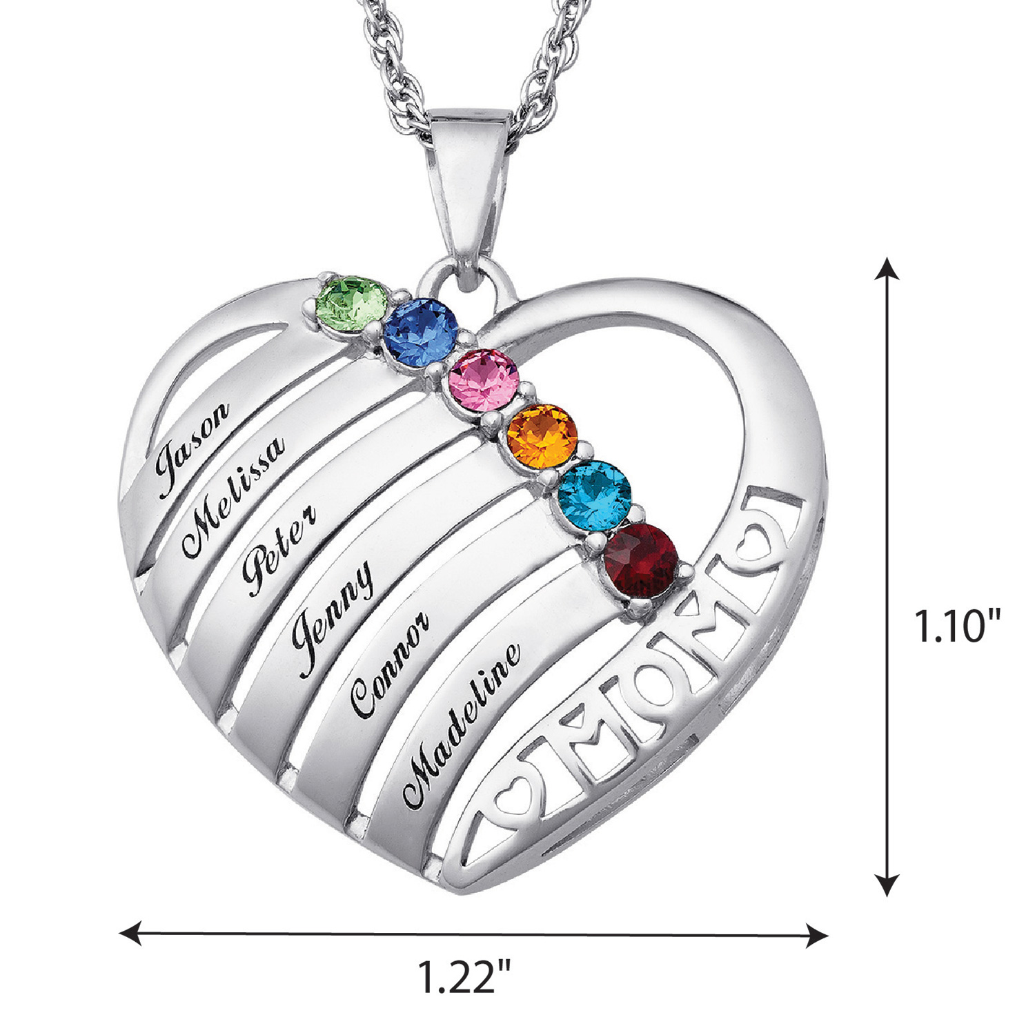 Family Jewelry Personalized Planet Mother's Mother Birthstone & Name Heart Necklace, 20" ,Women's - image 2 of 6