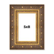 5x8 Frame Vintage Gold Solid Wood Picture Frame | 2.5 Inch Moulding Width | Ornate Bronze Museo