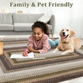 thumbnail image 4 of Garvee Modern Washable Braided Print Rugs, 6'x9' Non Slip Farmhouse Floor Carpet Boho Geometric Area Rug for Living Room Bedroom, Brown and Green, 4 of 8