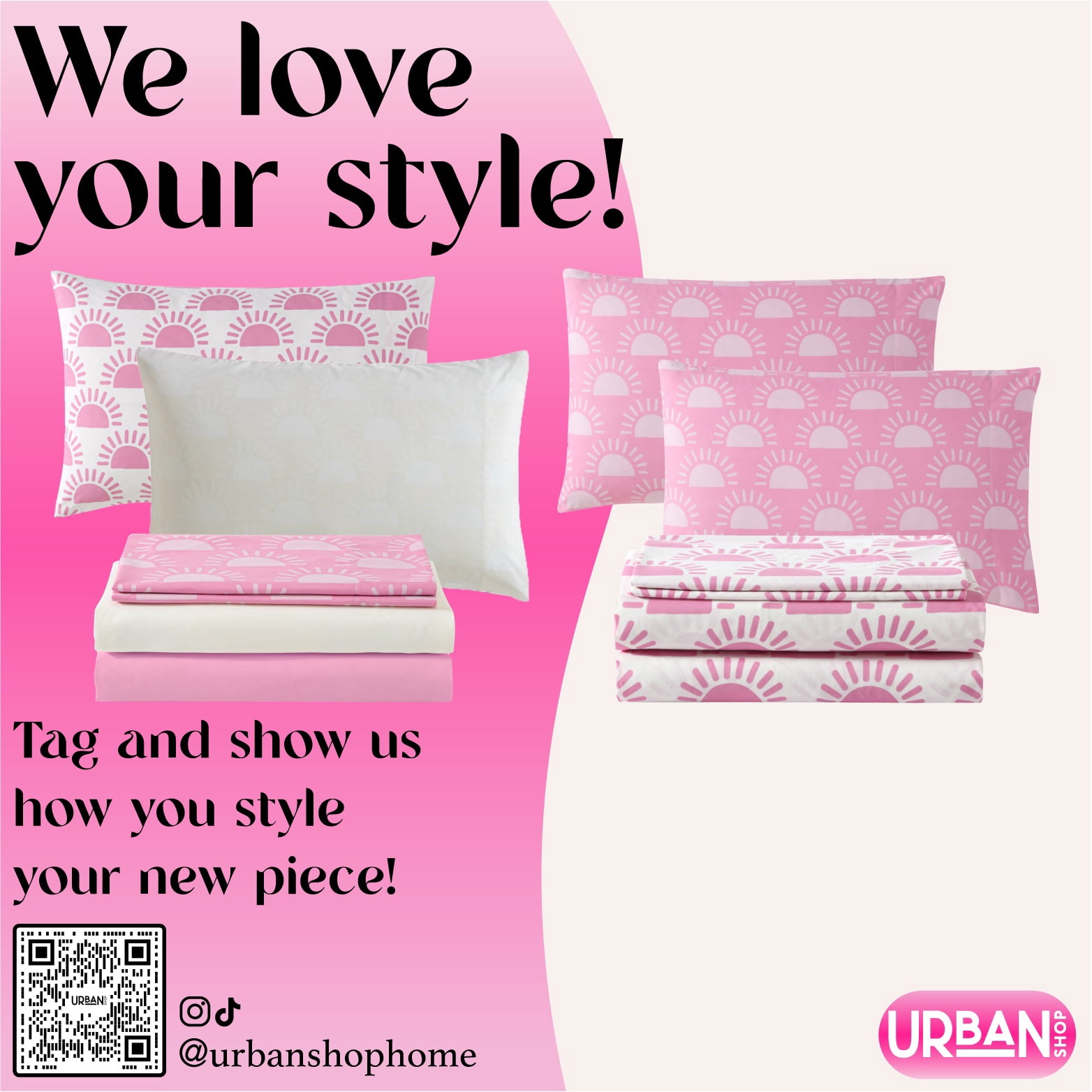 Urban Shop 8 Piece Pink Sunburst Mix and Match Sheet Set, Full